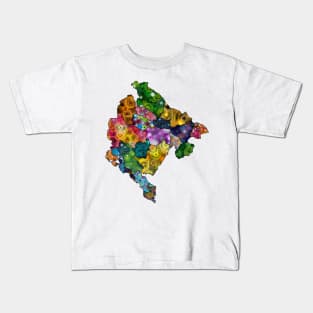 Spirograph Patterned Montenegro Statistical Regions Map Kids T-Shirt